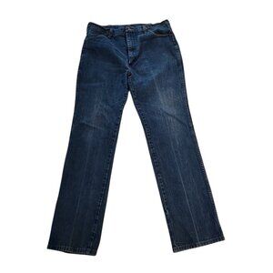 Vintage Wrangler Jeans Pocket Patch Cowboy Cut Blue 936PWD USA Mens 36x34